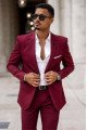 Brent Burgundy Notched Lapel Best Fitted Prom Outfits for Men