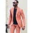 Newest Peach ClAOSe Fitting Peaked Lapel Bespoke Men Suits for Prom