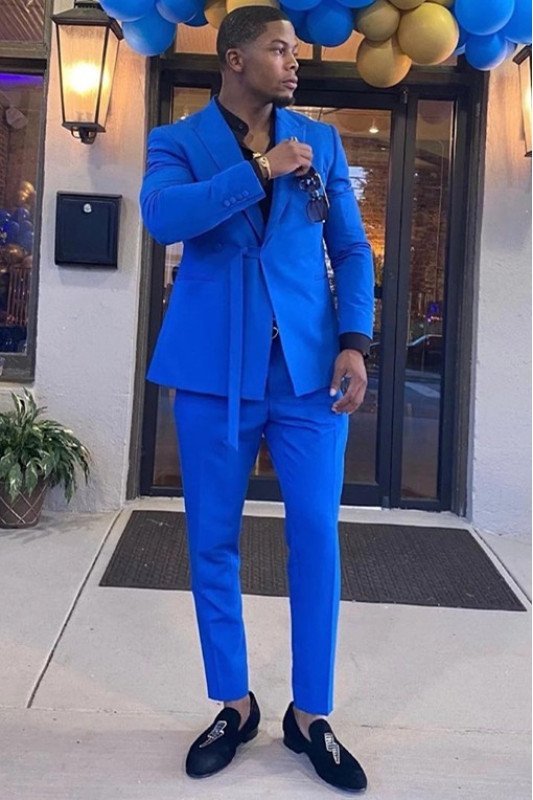 Cool Royal Blue Peaked Lapel New Arrival Men Suits for Prom