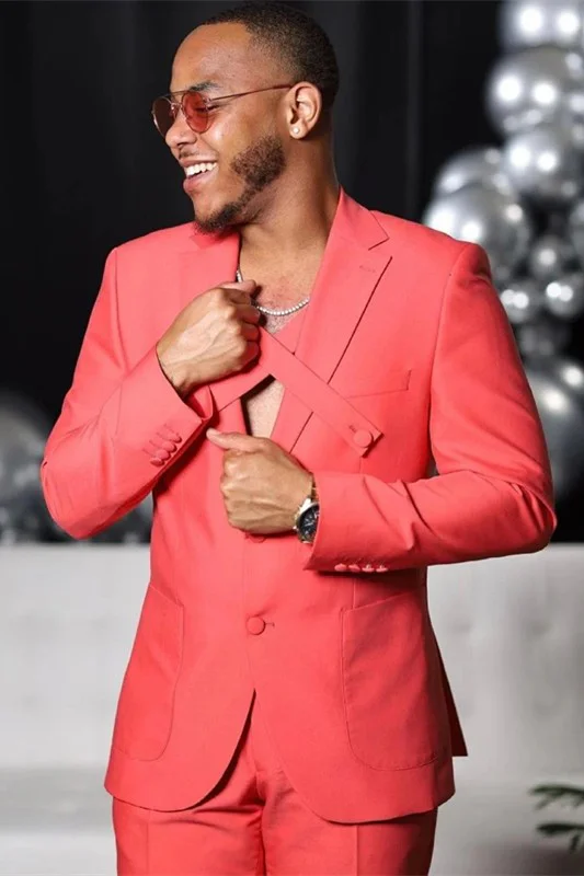 Abner Peach Chic Notched Lapel Best Fitted Bespoke Men Suits