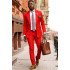 New Arrival Red Double Breasted Peaked Lapel Prom Men Suits