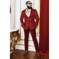 Bespoke Chic Red Velvet Peaked Lapel Prom Men Suits Bespoke Chic Red Velvet Peaked Lapel Prom Men Suits