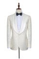 Newest Jacquard White Tuxedos for Wedding | Silk Shawl Lapel One Button Wedding Suit for Men
