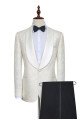 Newest Jacquard White Tuxedos for Wedding | Silk Shawl Lapel One Button Wedding Suit for Men
