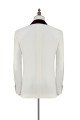 Velvet Shawl Collar White Wedding Tuxedos | 3Piece Wedding Suits with Burgundy Vest