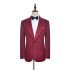 Glamorous Burgundy Jacquard One Button Silk Shawl Lapel Mens Suits for Wedding