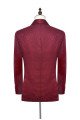 Glamorous Burgundy Jacquard One Button Silk Shawl Lapel Mens Suits for Wedding