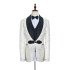 Fashion Knitted Button Black Shawl Lapel 3-Piece White Jacquard Wedding Tuxedo for Men