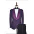 Fashion Dark Purple One Button Wedding Tuxedos | Silk Shawl Lapel Jacquard Prom Suits