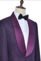 Fashion Dark Purple One Button Wedding Tuxedos | Silk Shawl Lapel Jacquard Prom Suits