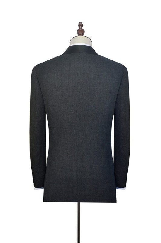 Fashion Dark Grey Black Shawl Collar Wedding Tuxedos with Two Buttons Fashion Dark Grey Black Shawl Collar Wedding Tuxedos with Two Buttons