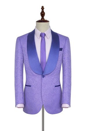 Chic Lavender Jacquard Silk Shawl Lapel Bespoke Prom Suits Chic Lavender Jacquard Silk Shawl Lapel Bespoke Prom Suits