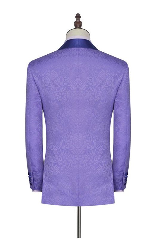 Chic Lavender Jacquard Silk Shawl Lapel Bespoke Prom Suits