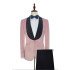 Fashion Pink Wedding Tuxedos | Bespoke Black Silk Shawl Lapel Prom Suits