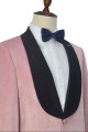Fashion Pink Wedding Tuxedos | Bespoke Black Silk Shawl Lapel Prom Suits