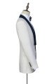 Black Knife Collar Classic White Wedding Suits for Men with One Button