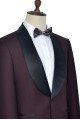 Fashion Black Shawl Collor One Button Burgundy Wedding Suits for Men