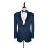 Bennett Navy Blue Jacquard Black Silk Shawl Lapel Wedding Suits