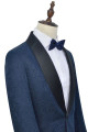 Bennett Navy Blue Jacquard Black Silk Shawl Lapel Wedding Suits