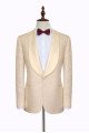 Noble Champagne Jacquard Wedding Tuxedos for Groom with Silk Shawl Lapel