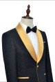 Gold Shawl Lapel One Button  Black Jacquard Wedding Tuxedo