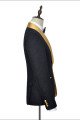 Gold Shawl Lapel One Button  Black Jacquard Wedding Tuxedo