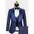 Navy Blue 3-Piece WeddingTuxedo| Jacquard Bespoke Men Suits