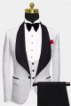 New Arrival White Men Suits with Black Lapel | 3-Piece Dinner Suits for Men