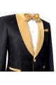 Stylish Black Two Pieces Prom Suits | Jacquard Wedding Tuxedo with One Button