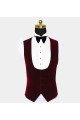 White Jacquard Slim Fit Men Suits with Burgundy Lapel