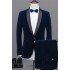 Navy Blue Shawl Lapel Velvet Prom Suits | New Arrival Best Man Tuxedos