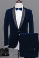 Navy Blue Shawl Lapel Velvet Prom Suits | New Arrival Best Man Tuxedos
