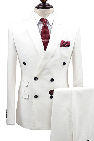 White Bouble Breast Wedding Dress Suits | Slim Fit Men Groom Tuxedos White Bouble Breast Wedding Dress Suits | Slim Fit Men Groom Tuxedos
