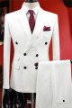 White Bouble Breast Wedding Dress Suits | Slim Fit Men Groom Tuxedos