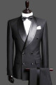 Black Double Breast Wedding Suits Tuxedos | Satin Lapel 2 Pieces for wedding