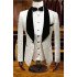 White Jacquard Wedding Tuxedos |  Men Suits for Groom with 3 Pieces