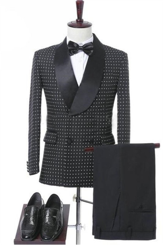 Black Double Breasted Wedding Groom Suit | Fashion Best Fitted Men Prom Suit