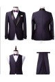 Classic Slim Fit Dark Purple Shawl Lapel Black Wedding Tuxedo