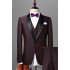 Solid Dark Maroon Wedding Tuxedos for Men Best Fitted Prom Suits for Men