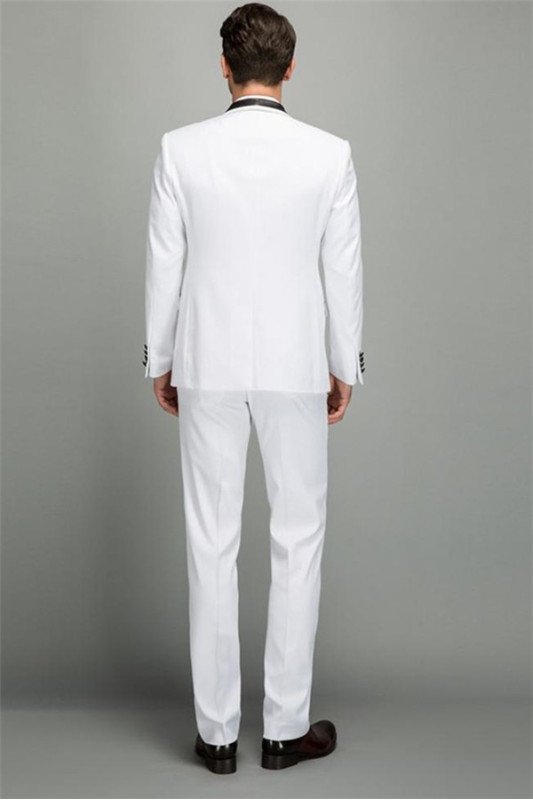 Fashion Men Two Piece Wedding Groom Suits | Best Fitted Shawl White Tuxedo