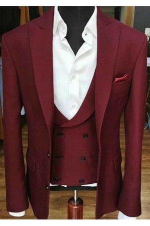 Ruby Peak Lapel 3-Piece Wedding Suit | Chic Prom Suits Tuxedo Ruby Peak Lapel 3-Piece Wedding Suit | Chic Prom Suits Tuxedo
