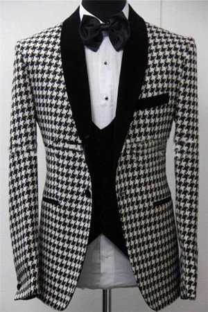Elegant 3 Piece Suit Dinner Party Prom Suit | Bespoke Houndstooth Blazer Best Fitted Wedding Tuxedo Elegant 3 Piece Suit Dinner Party Prom Suit | Bespoke Houndstooth Blazer Best Fitted Wedding Tuxedo