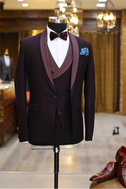 Brenden Purple Best Fitted Prom Suit | 3-Piece Shawl Lapel Wedding Tuxedo