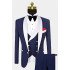 Navy Blue Stylish White Shawl Lapel  One Button Wedding Tuxedos 3 Pieces