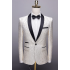 White Jacquard One Button Wedding Tuexdos with Black Shawl Lapel