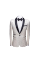 White Jacquard One Button Wedding Tuexdos with Black Shawl Lapel