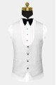 Stylish Bespoke Black Satin Lapel Jacquard White Wedding Suits