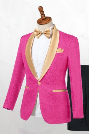 Fashion Hot Pink One Button Chic Best Fitted Wedding Suits
