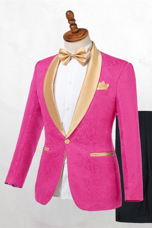 Fashion Hot Pink One Button Chic Best Fitted Wedding Suits