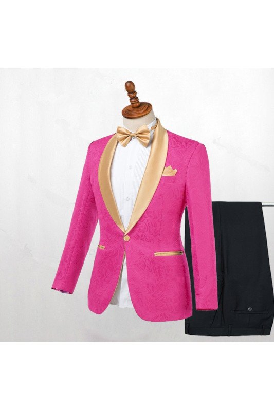 Fashion Hot Pink One Button Chic Best Fitted Wedding Suits